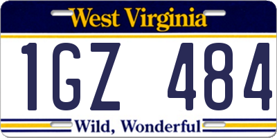 WV license plate 1GZ484