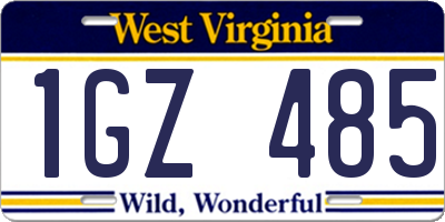 WV license plate 1GZ485