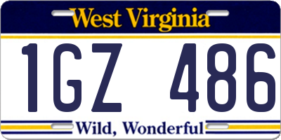 WV license plate 1GZ486