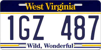 WV license plate 1GZ487