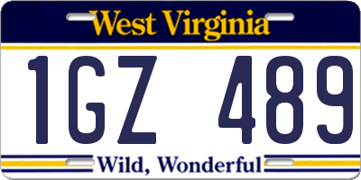 WV license plate 1GZ489