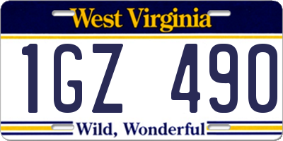 WV license plate 1GZ490