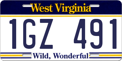 WV license plate 1GZ491