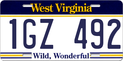WV license plate 1GZ492