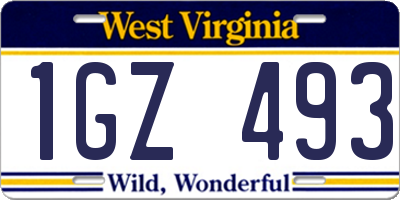 WV license plate 1GZ493