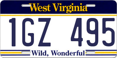 WV license plate 1GZ495