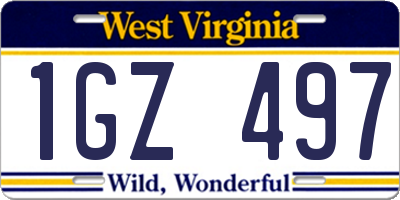 WV license plate 1GZ497