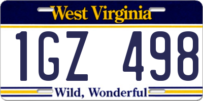 WV license plate 1GZ498