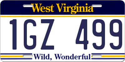 WV license plate 1GZ499