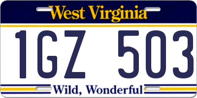 WV license plate 1GZ503