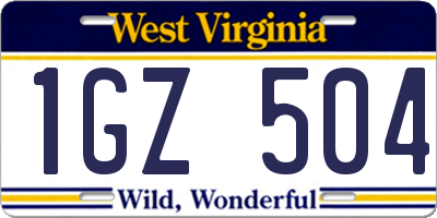 WV license plate 1GZ504