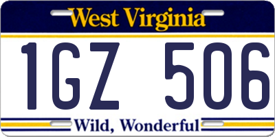 WV license plate 1GZ506
