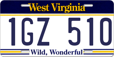 WV license plate 1GZ510
