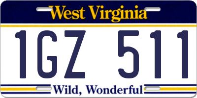 WV license plate 1GZ511