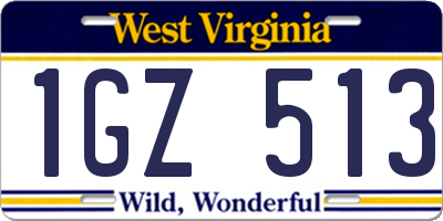 WV license plate 1GZ513