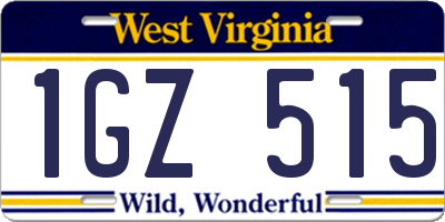 WV license plate 1GZ515
