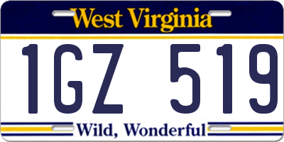 WV license plate 1GZ519