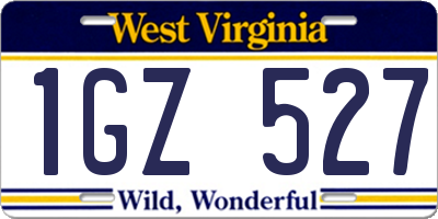 WV license plate 1GZ527