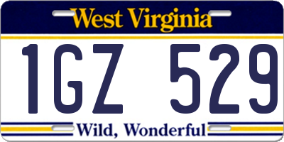 WV license plate 1GZ529