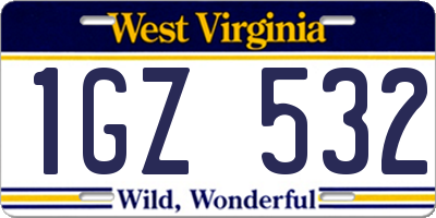 WV license plate 1GZ532