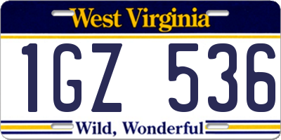 WV license plate 1GZ536