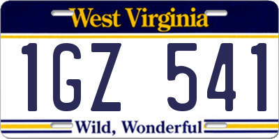 WV license plate 1GZ541