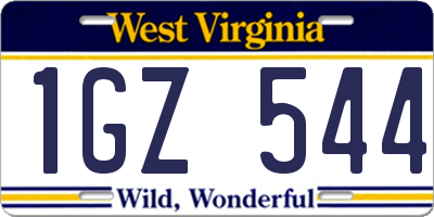 WV license plate 1GZ544