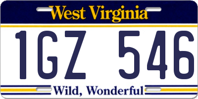WV license plate 1GZ546
