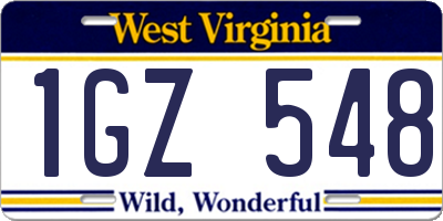 WV license plate 1GZ548