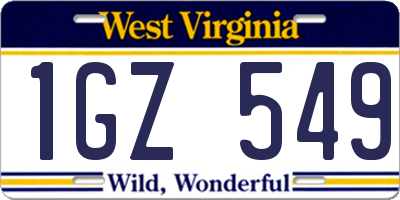 WV license plate 1GZ549