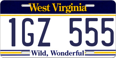 WV license plate 1GZ555