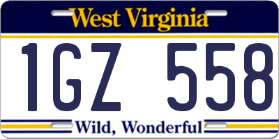 WV license plate 1GZ558