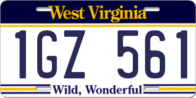 WV license plate 1GZ561