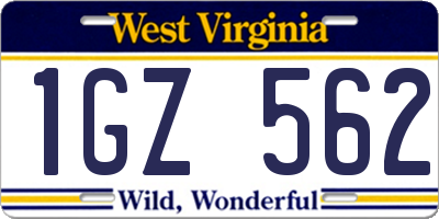 WV license plate 1GZ562