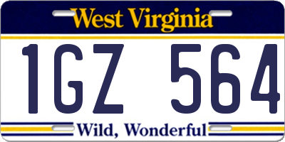 WV license plate 1GZ564
