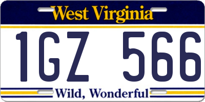 WV license plate 1GZ566