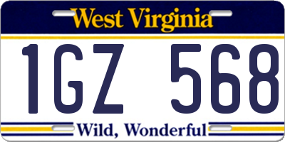 WV license plate 1GZ568