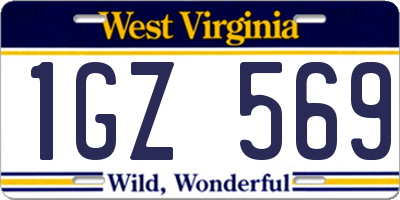 WV license plate 1GZ569
