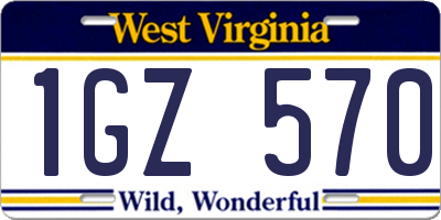 WV license plate 1GZ570