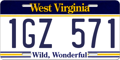 WV license plate 1GZ571