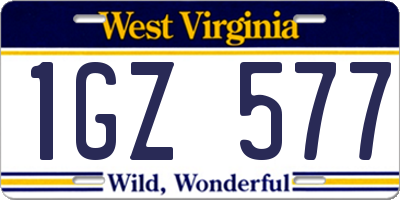 WV license plate 1GZ577
