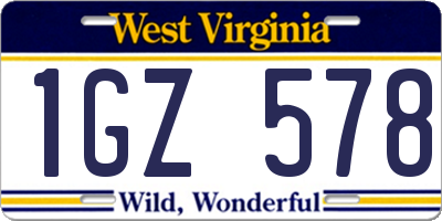 WV license plate 1GZ578