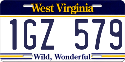 WV license plate 1GZ579