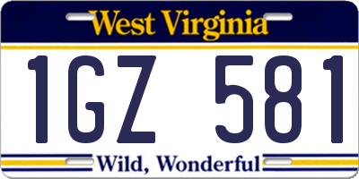 WV license plate 1GZ581