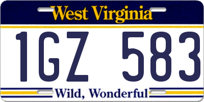 WV license plate 1GZ583