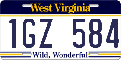 WV license plate 1GZ584