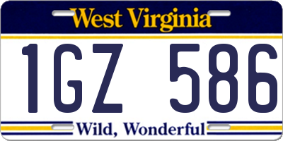 WV license plate 1GZ586