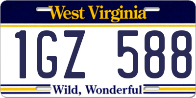 WV license plate 1GZ588