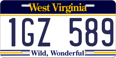WV license plate 1GZ589