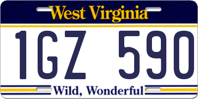 WV license plate 1GZ590